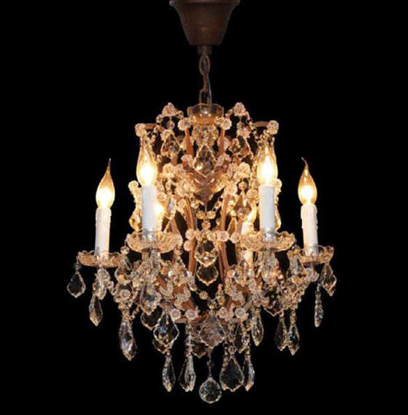 Crystal Small Chandelier in Antique Rust 1.